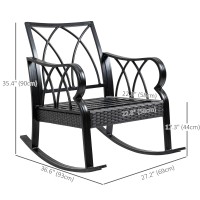 Outsunny Outdoor Wicker Rocking Chair With Padded Cushions, Aluminum Furniture Rattan Porch Rocker Chair W/Armrest For Garden, Patio, And Backyard, Gray