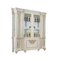 Curio with Gold Trim Accent, Antique White