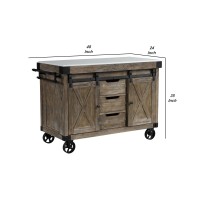 Kitchen Island with 3 Drawers and Barn Sliding Brown(D0102H71FZ6)