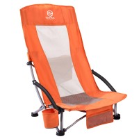 Coastrail Outdoor Beach Chair High Back Folding Mesh Low Seat Sand Chair For Adults With Cooler, Cup Holder & Carry Bag For Camping Lawn Concert Travel Festival, Support 350 Lbs, 1 Pack