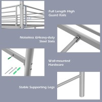 Giantex Metal Loft Bed Twin Size, Heavy Duty Loft Bed Frame With 2 Ladders, Twin Over Loft Bunk Bed With Full-Length Guard, Space-Saving Bed Frame For Kids Teens Adults, No Box Spring Needed (Silver)