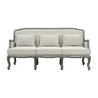 Acme Furniture Upholstered Sofa With Nailhead Trim, Cream And Brown