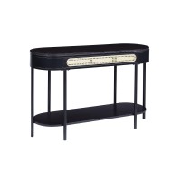 Acme Furniture Oval Sofa Table with Open Shelf Black