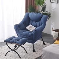 Welnow Lazy Chair With Ottoman Modern Lounge Accent Chair With Armrests And A Side Pocket Leisure Sofa Chair Set Reading Chai