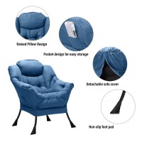 Welnow Lazy Chair With Ottoman Modern Lounge Accent Chair With Armrests And A Side Pocket Leisure Sofa Chair Set Reading Chai