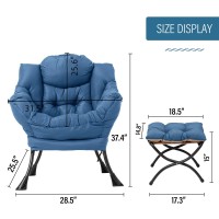 Welnow Lazy Chair With Ottoman Modern Lounge Accent Chair With Armrests And A Side Pocket Leisure Sofa Chair Set Reading Chai