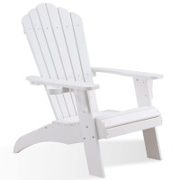 Psilvam Adirondack Chair, Oversized Poly Lumber Fire Pit Chair With Cup Holder, 350Lbs Support Patio Chairs For Garden, Weather Resistant Outdoors Seating, Relaxing Gift For Father & Mother (White)