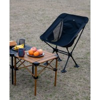 Iclimb Ultralight Compact Camping Folding Beach Chair With Anti-Sinking Large Feet And Back Support Webbing (Black - Square Frame)