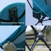 Iclimb Ultralight Compact Camping Folding Beach Chair With Anti-Sinking Large Feet And Back Support Webbing (Black - Square Frame)