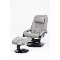 RelaxR Brampton Recliner and Ottoman in Steel Air Leather