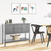 Costway Buffet Sideboard, With 2 Wood Storage Drawers & Open Shelf, Console Table For Living Room Kitchen Dining Room Furniture (Grey)