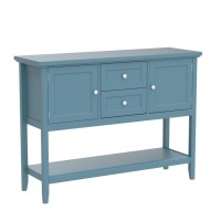 Costway Buffet Sideboard, With 2 Wood Storage Drawers & Open Shelf, Console Table For Living Room Kitchen Dining Room Furniture (Blue)