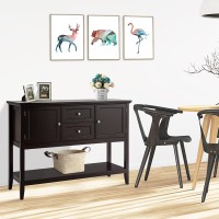 Costway Buffet Sideboard, With 2 Wood Storage Drawers & Open Shelf, Console Table For Living Room Kitchen Dining Room Furniture (Coffee)