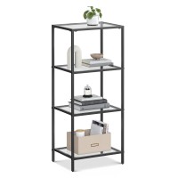 Vasagle Bookcase 4Tier Bookshelf Slim Shelving Unit For Bedroom Bathroom Home Office Tempered Glass Steel Frame Ink Blac