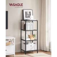 Vasagle Bookcase 4Tier Bookshelf Slim Shelving Unit For Bedroom Bathroom Home Office Tempered Glass Steel Frame Ink Blac