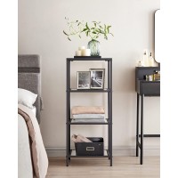 Vasagle Bookcase 4Tier Bookshelf Slim Shelving Unit For Bedroom Bathroom Home Office Tempered Glass Steel Frame Ink Blac