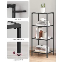 Vasagle Bookcase 4Tier Bookshelf Slim Shelving Unit For Bedroom Bathroom Home Office Tempered Glass Steel Frame Ink Blac