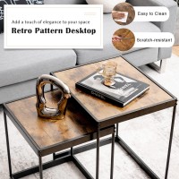 Giantex Coffee, Set of 2 End, Space Saving Design Side Living Room Balcony, Industrial Nesting Tables, Rustic Brown