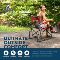 Gci Outdoor Freestyle Rocker Camping Chair | Portable Folding Rocking Chair With Solid, Durable Armrests, Drink Holder & Comfortable Backrest - Royal Blue