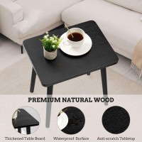 Foraofur Black Sideend Table Modern Minimalist Wooden Small Accent Table With Natural Legs For Living Room Bedroom Balcony