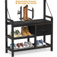 Lulive Hall Tree, 31??Entryway Bench With Coat Rack Freestanding, 5 In 1 Intelligent Design Shoe Bench And Wall Rack 17 Hooks And Drawers (Black)