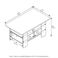 Furinno Andrey Coffee Table with Bin Drawer Amber PineBlack