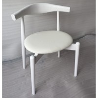 Hannah Chair Round Seat White White Leather