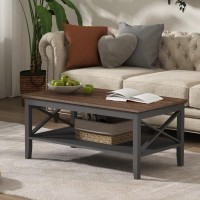 Choochoo Oxford Coffee Table, Wooden Coffee Table With Thicker Legs, Black Coffee Table With Storage For Living Room