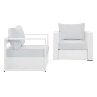 Modway Tahoe Outdoor Patio Powdercoated Aluminum 2Piece Armchair Set White White