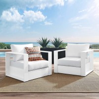 Modway Tahoe Outdoor Patio Powdercoated Aluminum 2Piece Armchair Set White White