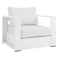 Modway Tahoe Outdoor Patio Powdercoated Aluminum 2Piece Armchair Set White White