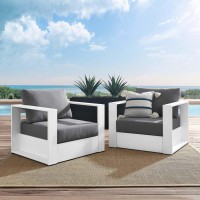 Modway Tahoe Aluminum 2Piece Patio Set In White Charcoal