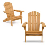 Vingli Wooden Folding Adirondack Chairs Set Of 2 For Outdoor All Weather Foldable Fir Pit Chairs Clearance Patio Lounge Chairs