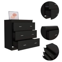 DEPOT E-SHOP Topaz Three Drawer Dresser, Countertop, Handles, Three Drawers-Black, For Bedroom