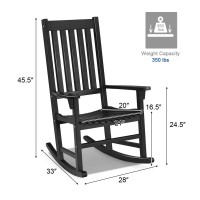Tangkula Acacia Wood Porch Rocking Chair, Wooden Rocking Chair Rocker With High Back & Armrest For Indoor Outdoor Use, Patio Rocker For Garden Lawn Balcony Backyard Poolside (1, Black)