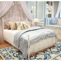 Yalaxon Vintage Sturdy Metal Bed Frame With Headboard And Footboard Basic Bed Frame No Box Spring (Full, Grayish White)