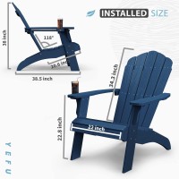 YEFU Oversized Adirondack Chair with Cup-Holder Plastic (Large Dual-Purpose), Weather Resistant, Poly Lumber Outdoor Chairs Duty Rating Widely Used in Patio, Lawn, Deck, Outdoor Chairs-Navy Blue