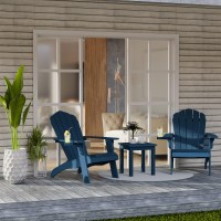 YEFU Oversized Adirondack Chair with Cup-Holder Plastic (Large Dual-Purpose), Weather Resistant, Poly Lumber Outdoor Chairs Duty Rating Widely Used in Patio, Lawn, Deck, Outdoor Chairs-Navy Blue