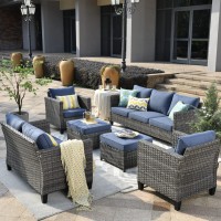 Ovios Patio Furniture Set 6 Pieces Outdoor Wicker Rattan Sofa Couch With Loveseat Ottomans And Comfy Cushions All Weather Hig