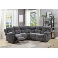 Acme Furniture Chenille Upholstered Manual Reclining Sectional Sofa, Gray