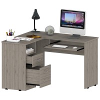 Idra LShaped Desk Black Light Oak