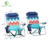 Alpha Camp Beach Chairs Set Of 2 With Cooler Bag 4 Position Classic Lay Flat Folding With Backpack Straps Support 250Lbs (Sky Blue)