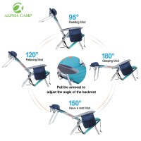 Alpha Camp Beach Chairs Set Of 2 With Cooler Bag 4 Position Classic Lay Flat Folding With Backpack Straps Support 250Lbs (Sky Blue)