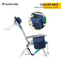 Alpha Camp Beach Chairs Set Of 2 With Cooler Bag 4 Position Classic Lay Flat Folding With Backpack Straps Support 250Lbs (Sky Blue)