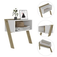 Leticia Nightstand - Light Oak - White