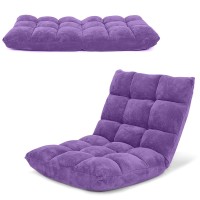 Costway Adjustable Gaming Chair, Purple, 14-Position Back Support, Soft Coral Fleece, Portable, Lightweight, 22