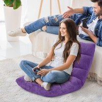 Costway Adjustable Gaming Chair, Purple, 14-Position Back Support, Soft Coral Fleece, Portable, Lightweight, 22