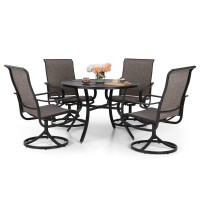 Sophia William Outdoor Dining Set Patio Dining Set For 4 Round Patio Table And Chairs Set 5 Pieces With Swivel Patio Chairs 42