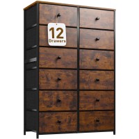 Enhomee Dresser For Bedroom, Tall Dressers For Bedroom With12 Drawers Dressers & Chest Of Drawes Fabric Drawers For Clothes, Closet, 11.9