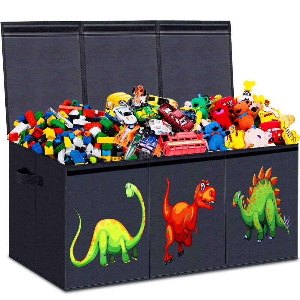 Toy Chest For Boys, Toy Boxes For Kids Extra Large, Toy Box For Boys Girls, Collapsible Sturdy Kids Toy Storage Organizer Boxes Bins Baskets For Nursery, Playroom, Bedroom, Closet (Dinosaur Pattern)